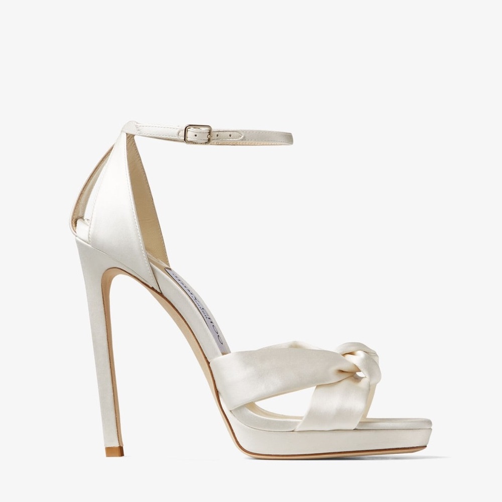 Jimmy Choo White Satin Heels - Picture 5 of 15